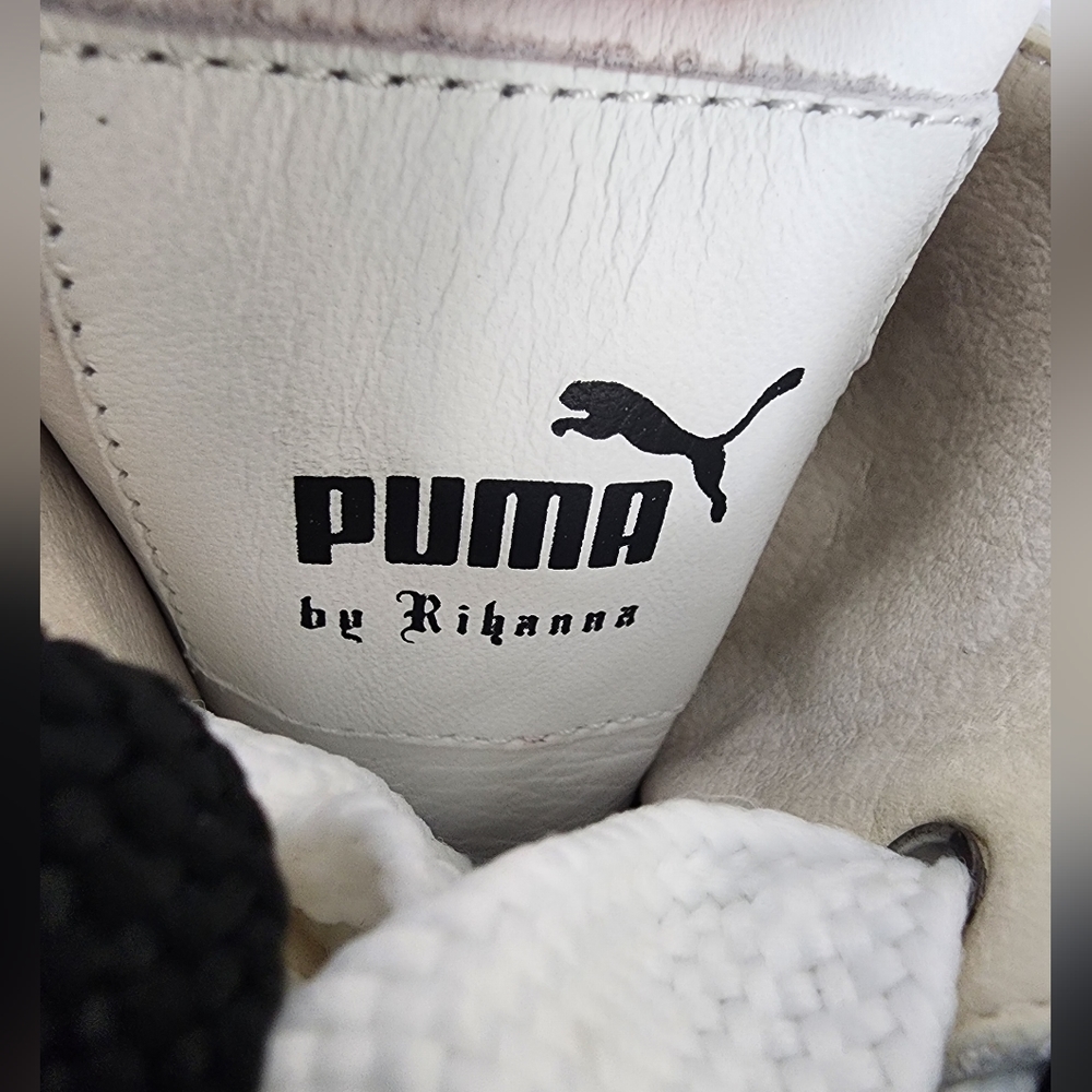 PUMA X FENTY – Leather ankle boot heels, approx. 3.75", white/black, size 5.5 - Picture 11 of 13